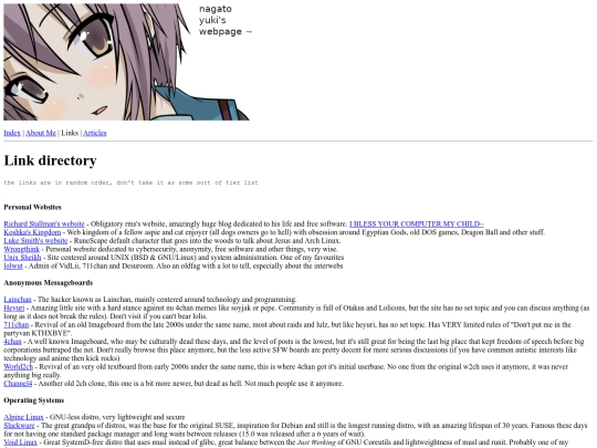 links screenshot