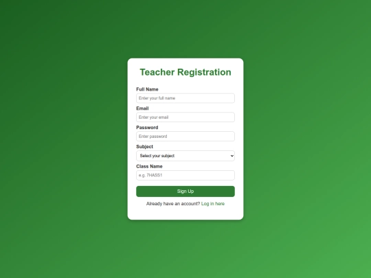 teacher-signup screenshot