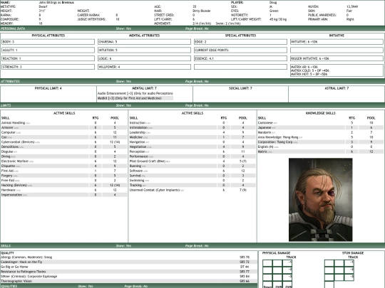 Brennus char sheet HTML screenshot