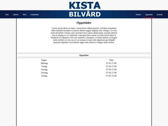oppettider screenshot