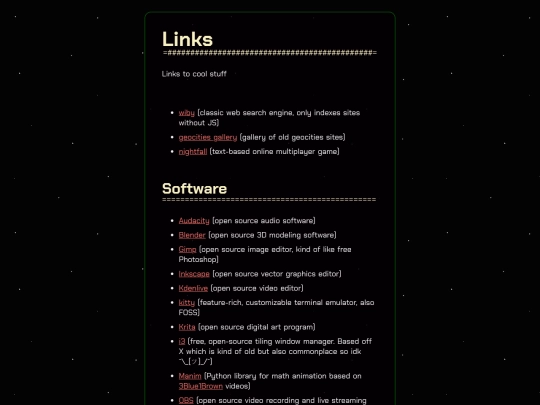 links screenshot