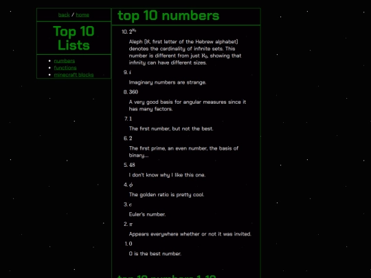 top-ten/numbers screenshot