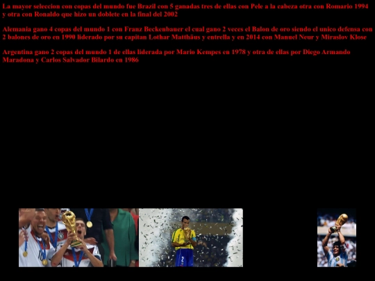 selecciones historicas screenshot