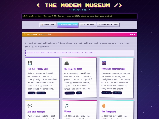 exhibits screenshot