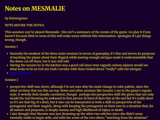 notes-on-mesmalie screenshot