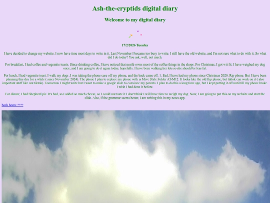 digital diary/website screenshot