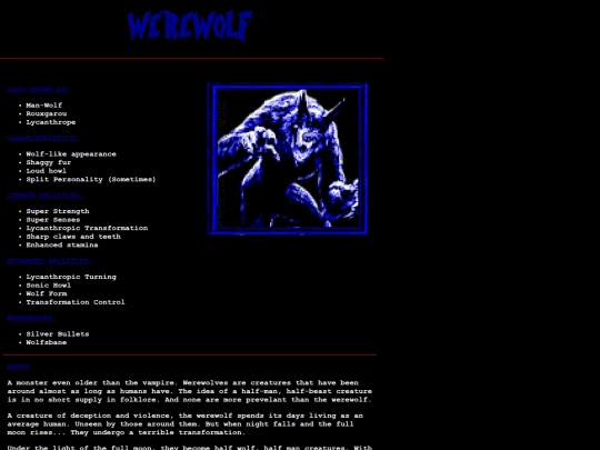 monsterfiles/werewolves screenshot