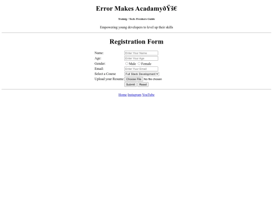 HTML, Register form/register screenshot