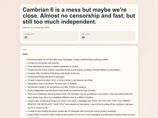 reddit/Cambrian 6 is a mess but maybe we're close. Almost no censorship and fast, but still too much independent screenshot