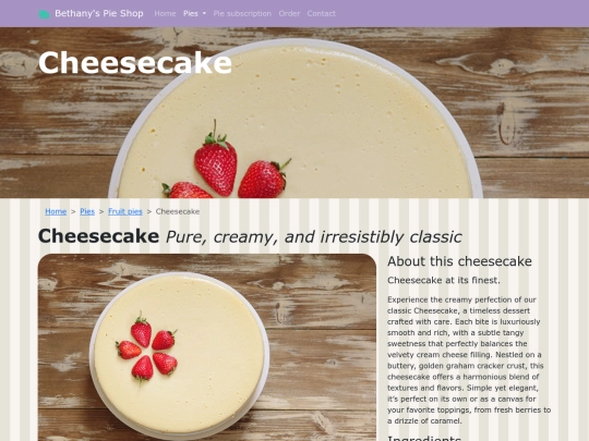 products/cheesecake screenshot