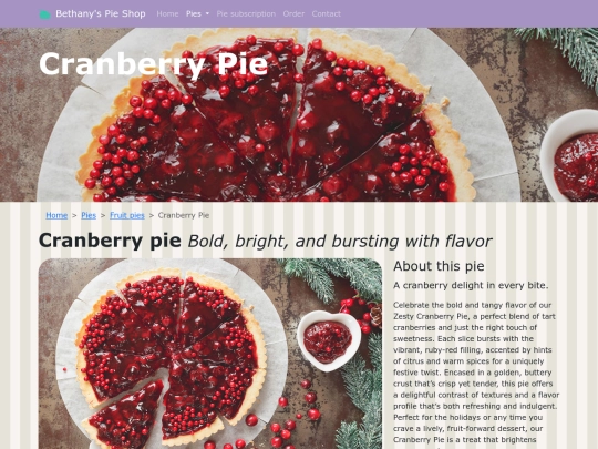 products/cranberrypie screenshot