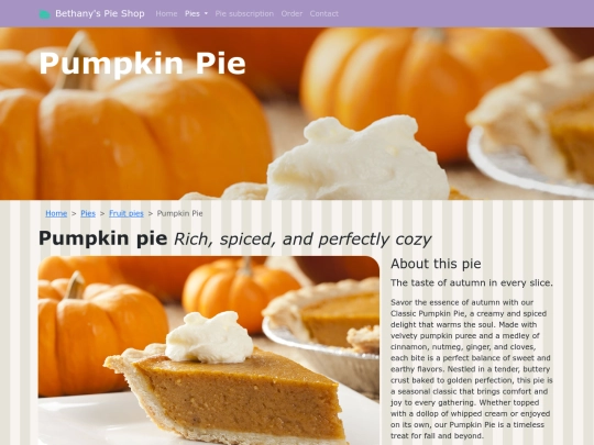 products/pumpkinpie screenshot
