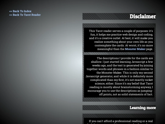 tarot_disclaimer screenshot