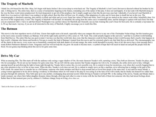 reviews screenshot