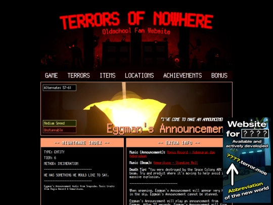 terrors/eggmans_announcement screenshot