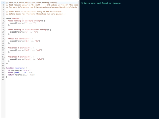 node_modules/@benchristel/taste/try screenshot