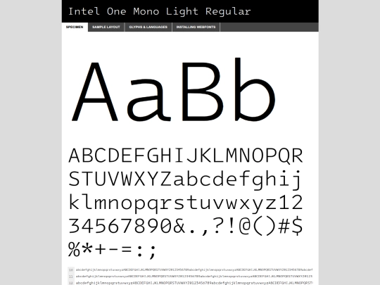 fonts/intelonemono/intelonemono-variablefont_wght-demo screenshot