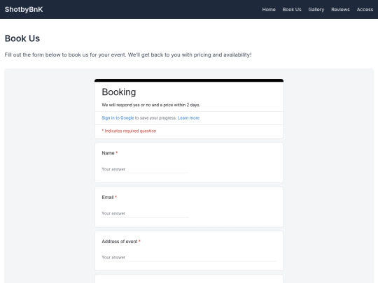 booking screenshot