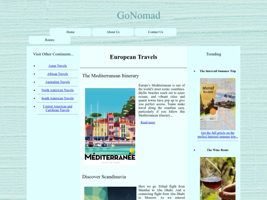 GoNomadEuropePage screenshot