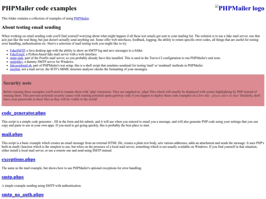 PHPMailer/examples screenshot