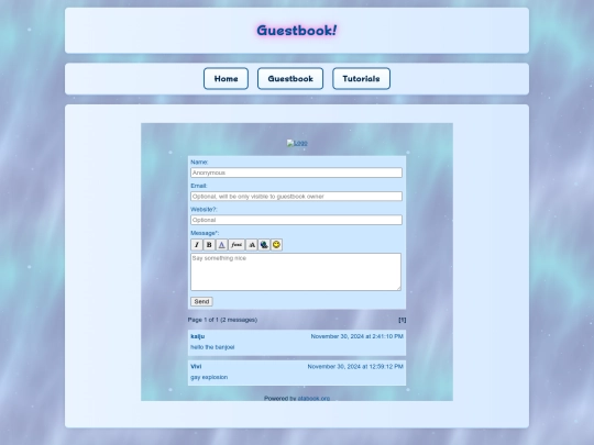 guestbook screenshot