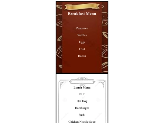 menu screenshot