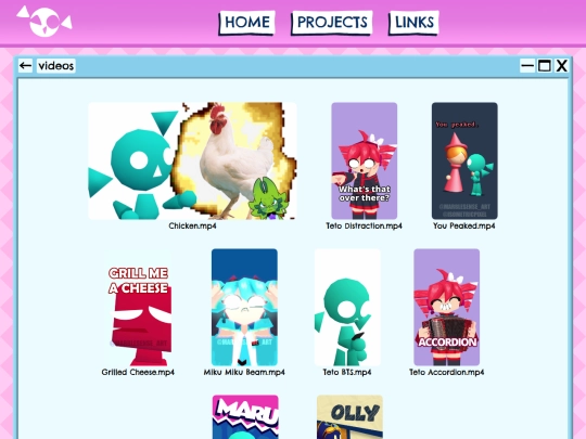 projects/videos screenshot