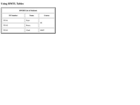 tables screenshot