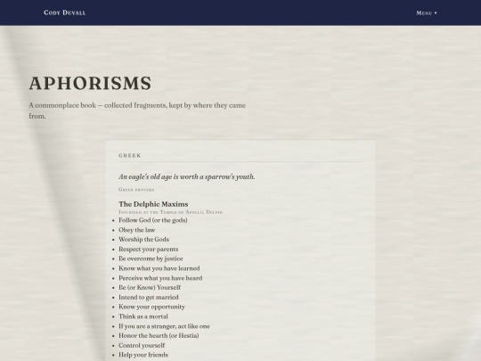 aphorisms screenshot