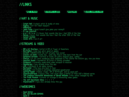 links screenshot