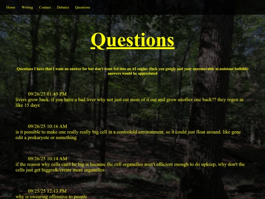 questions screenshot