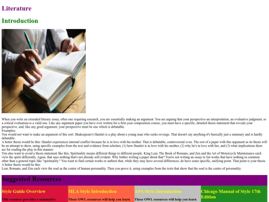 Literature screenshot