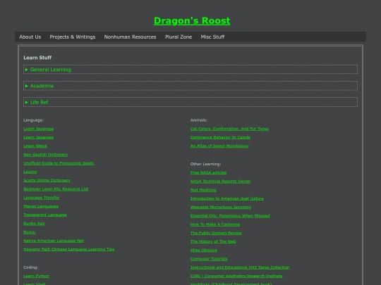 extras/links/learnstuff screenshot