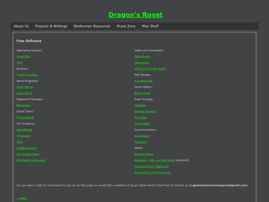 extras/links/software screenshot