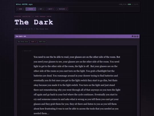 poetry/freak-show/the-dark screenshot