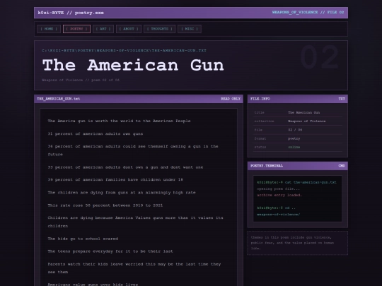 poetry/weapons-of-violence/the-american-gun screenshot