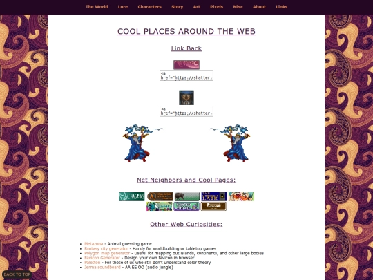 links screenshot