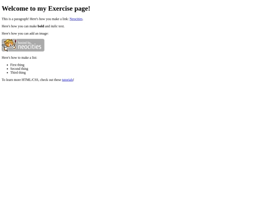 exercises screenshot