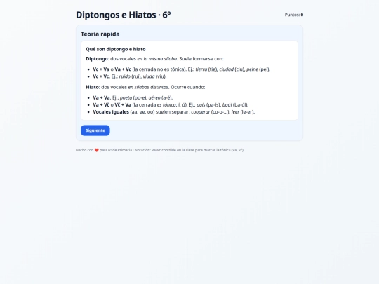 Diptongos e hiatos screenshot
