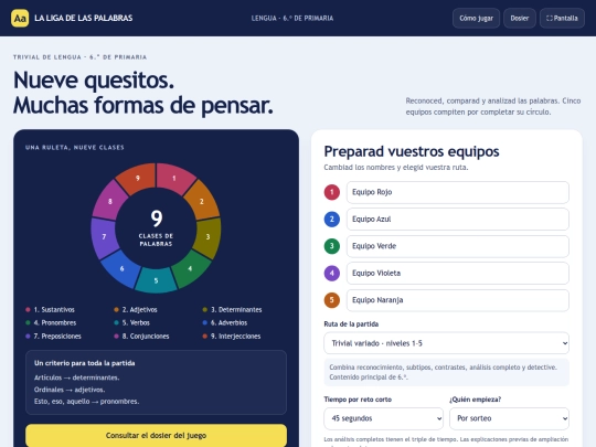 La liga de las palabras · Trivial de Lengua screenshot