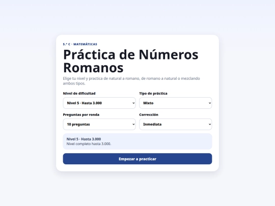 Practica_Numeros_Romanos_5C_niveles screenshot