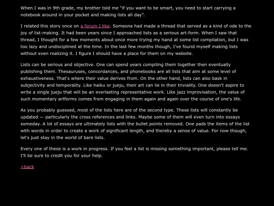 lists/preface screenshot