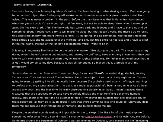 sentiments/insomnia screenshot