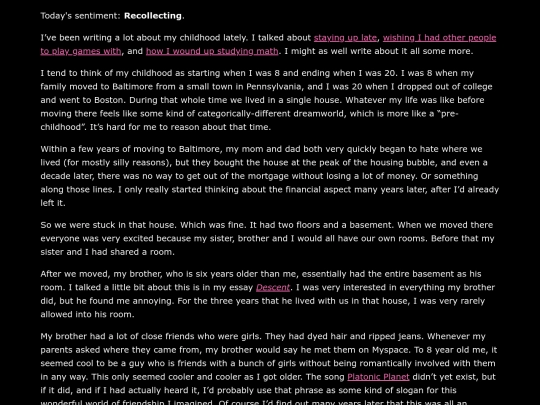sentiments/recollecting screenshot