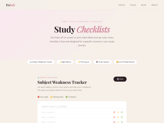 checklists screenshot