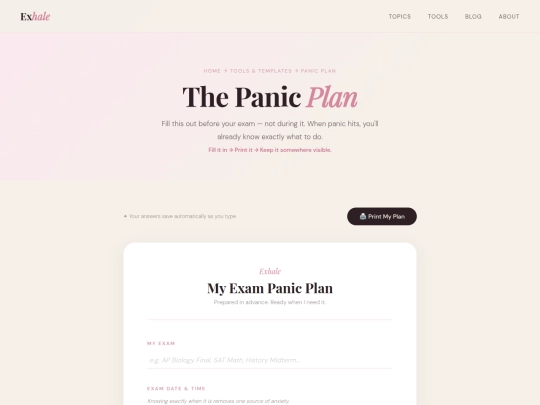 panicplan screenshot