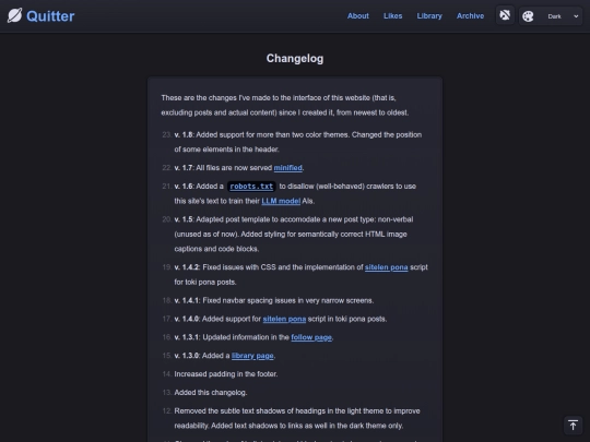 changelog screenshot