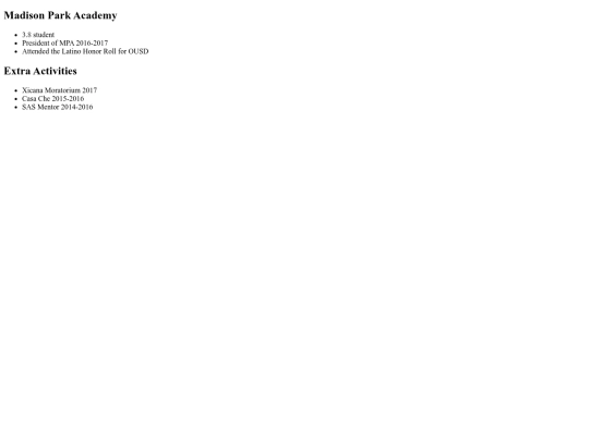 Portfolio/resume screenshot
