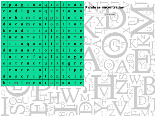 ProgramaciónWeb/sopadeletras/Sopita screenshot