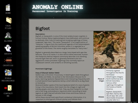 cryptids/species/bigfoot screenshot